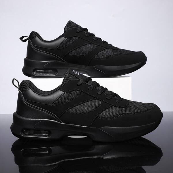 

Men Lace-up Front Wide Fit Sneakers, Black