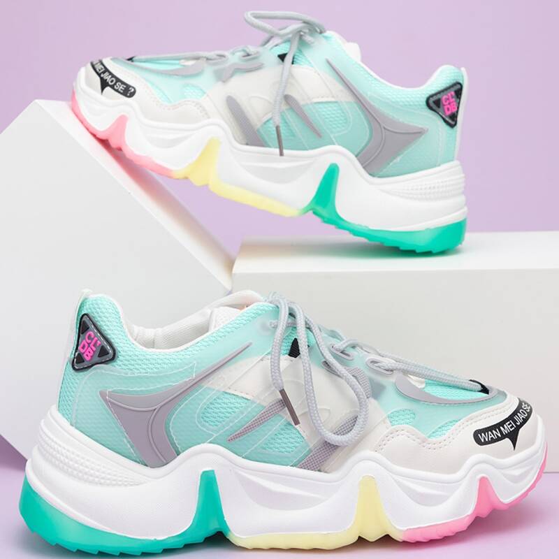 

Colorblock Lace-up Chunky Sneakers, Multicolor
