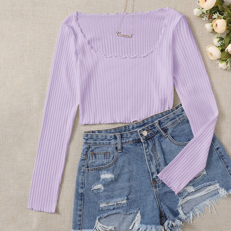 

Lettuce Edge Crop Tee, Lilac purple