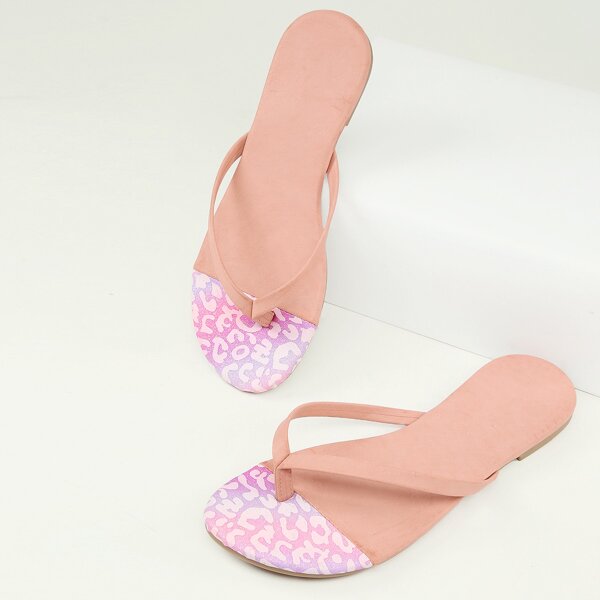 

Sparkle Leopard Faux Nubuck Thong Sandals, Dusty pink