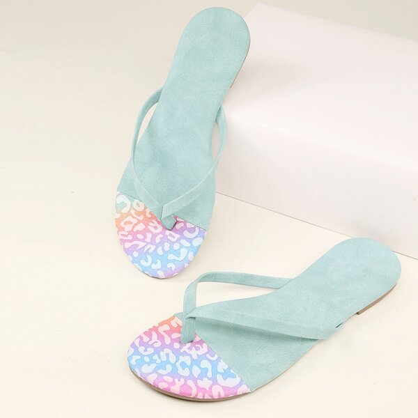 

Glitter Leopard Print Faux Nubuck Sandals, Mint blue