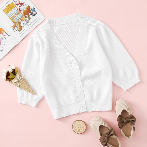 

Girls Buttoned Front Cardigan, White