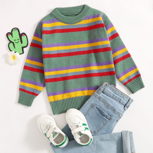 

Toddler Boys Striped Long Sleeve Sweater, Multicolor