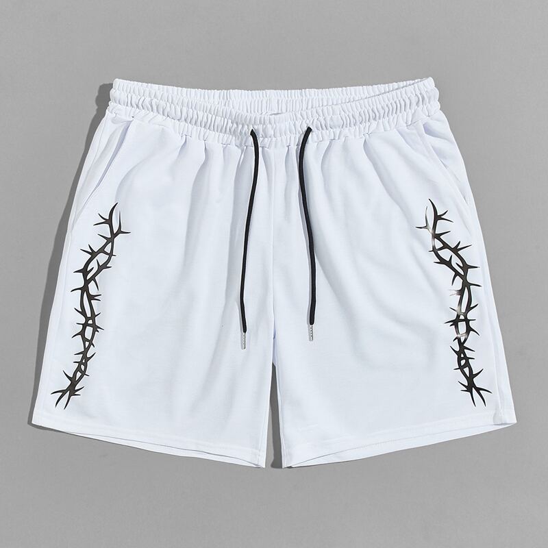 

Guys Graphic Drawstring Waist Shorts, White