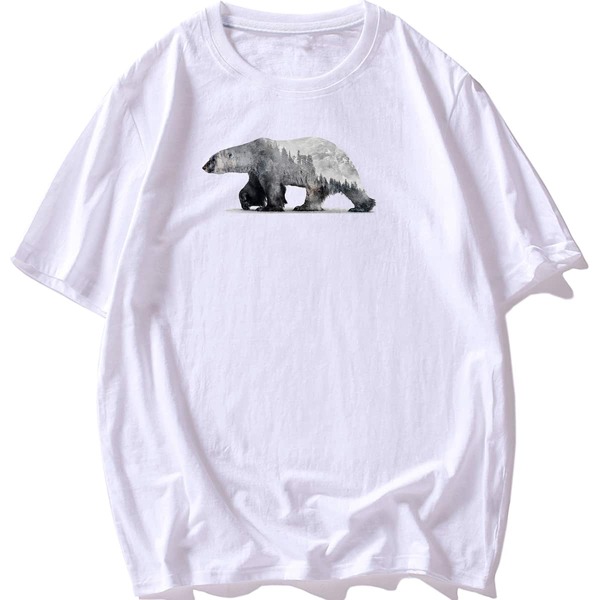 

Men Bear Print Short Sleeve Tee, White