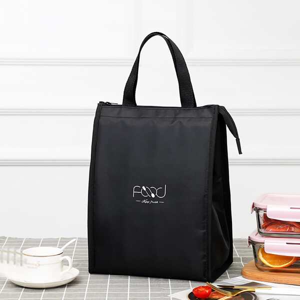 

Letter Graphic Lunch Bag, Black