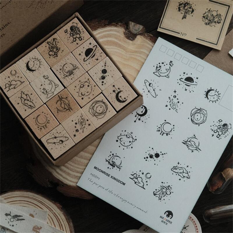 

16pcs Moon Pattern Random Stamp, Khaki