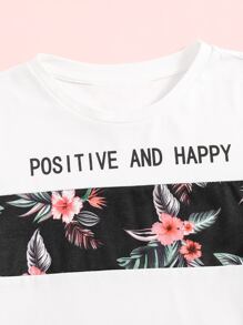 SHEIN Bộ hai mảnh Gái Hoa Đen và trắng Giải trí - Đen và trắng - Xem 3