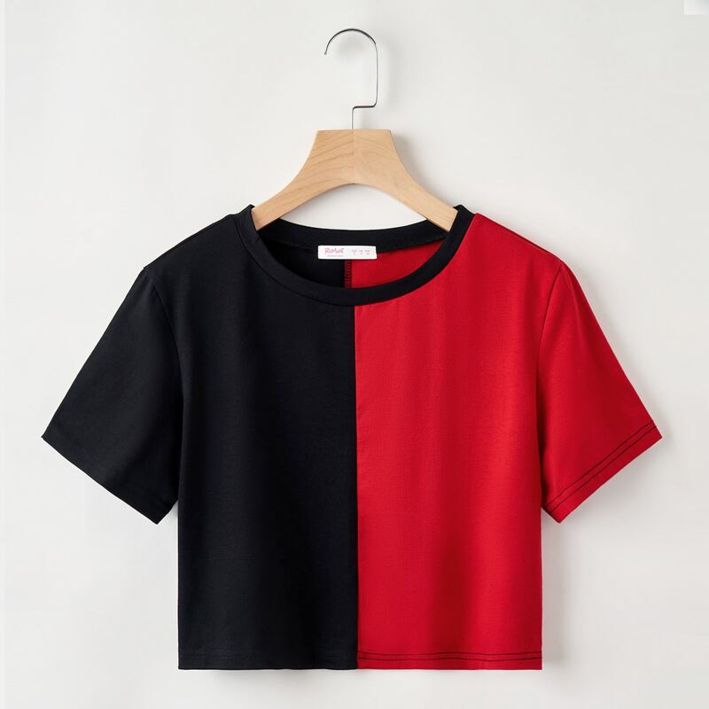 

Colorblock Boxy Crop Tee, Multicolor