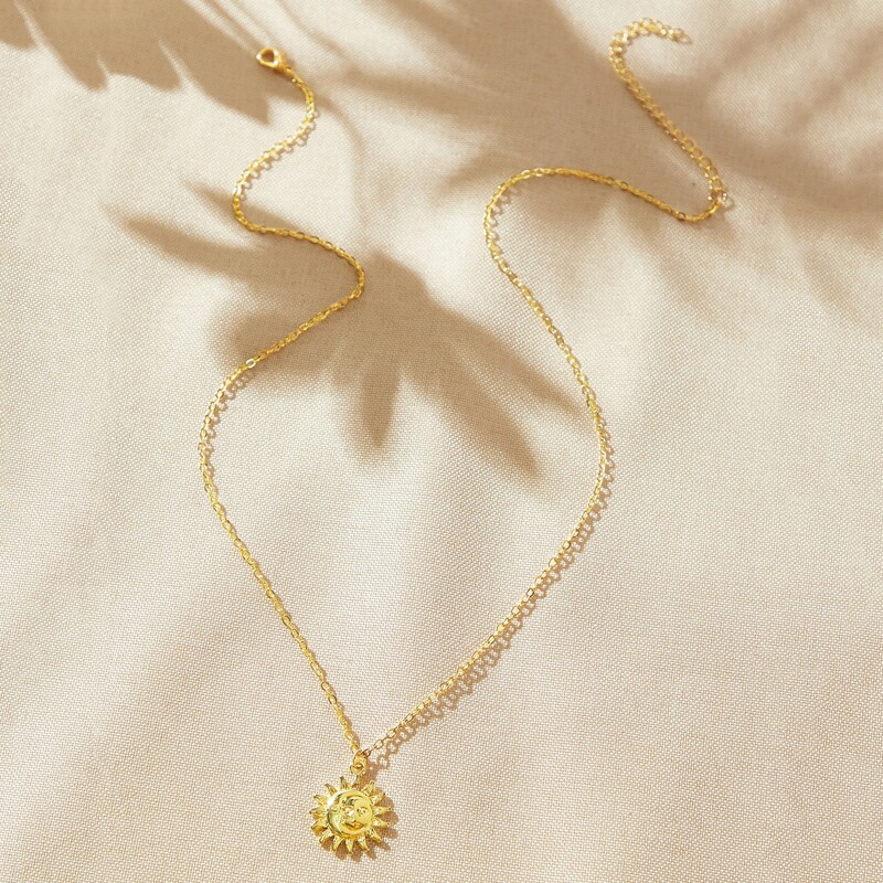 

Sun Pendant Necklace, Gold