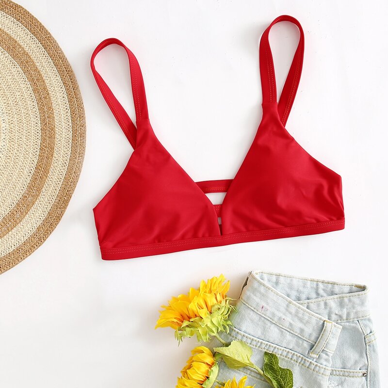 

Ladder Cut-out Bikini Top, Red