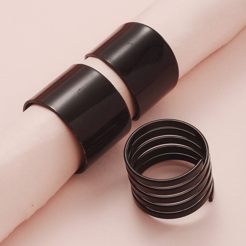 

3pcs Hollow Out Ring, Black