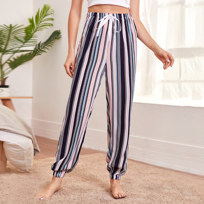 

Stripe Drawstring Waist Sleep Bottom, Multicolor