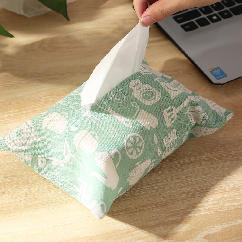 

Kitchenware Print Tissue Storage Bag, Green