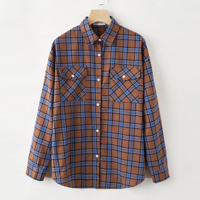 

Plaid Button Up Blouse, Multicolor