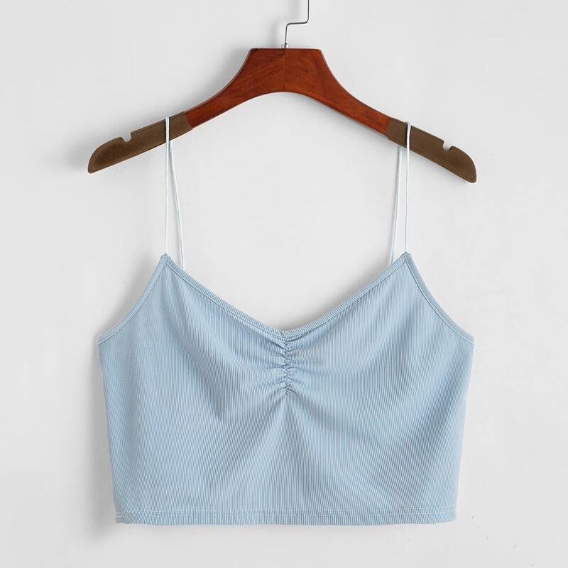 

Ruched Crop Cami Top, Baby blue