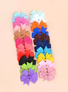 bilicaca 20pcs Toddler Girls Bow Decor Hair Clip - Multicolor - View 2