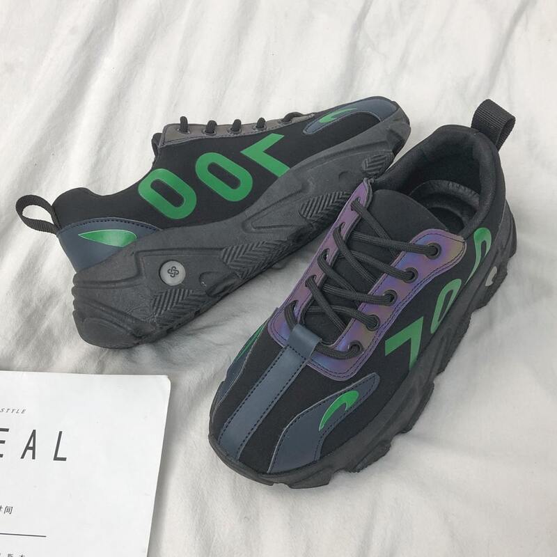 

Letter Lace-up Chunky Sneakers, Black