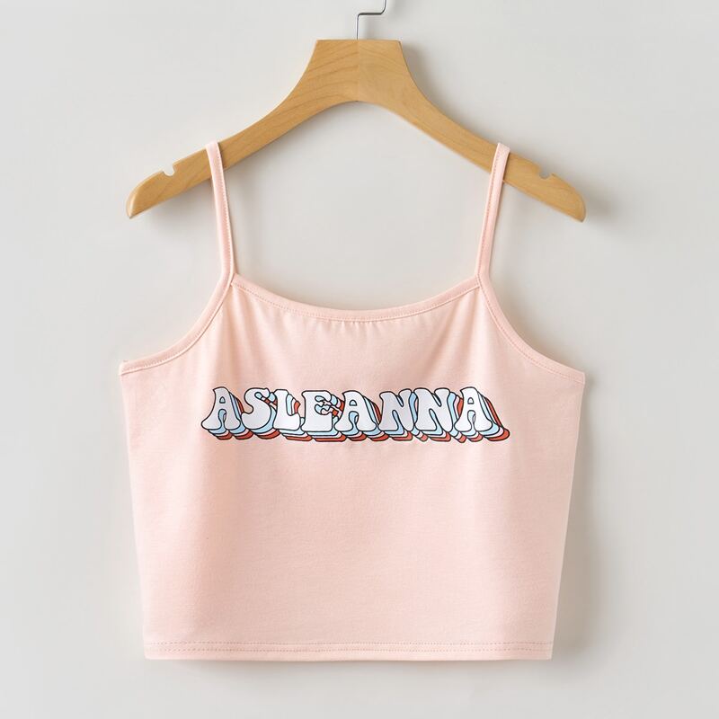 

Letter Graphic Crop Cami, Baby pink