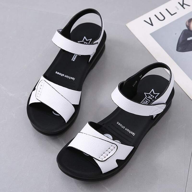 

Solid Ankle Strap Sandals, White
