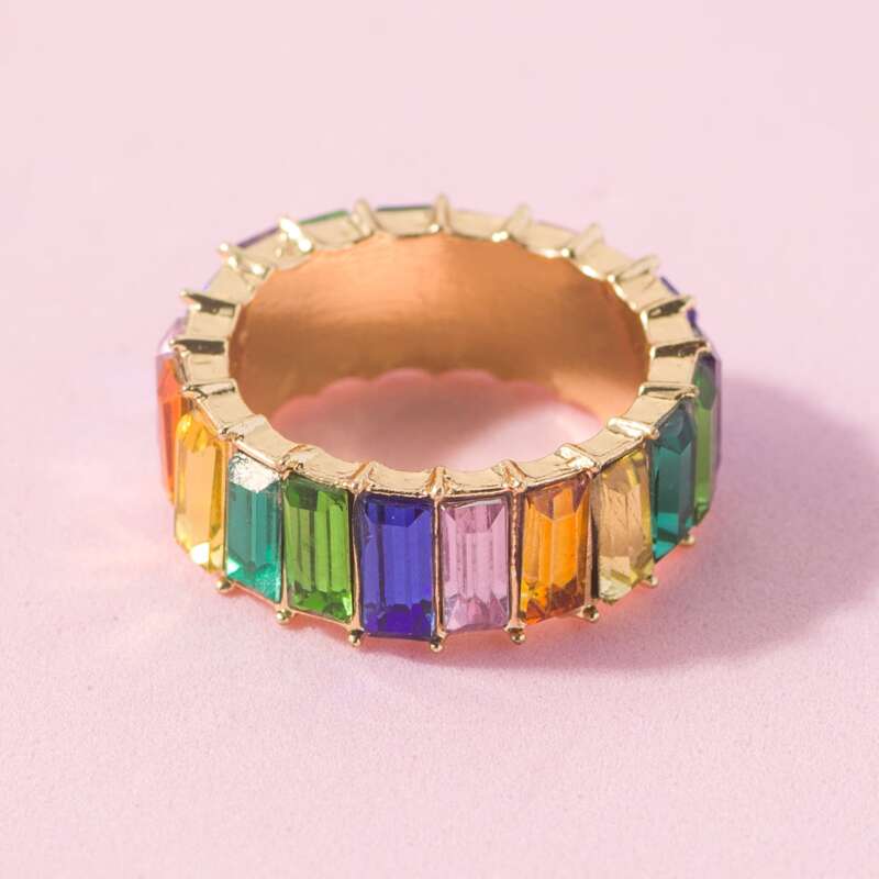 

1pc Rhinestone Ring, Multicolor