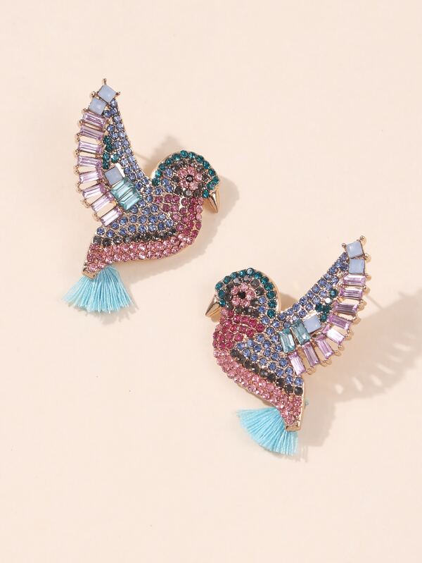 Mydear Rhinestone Bird Design Brincos