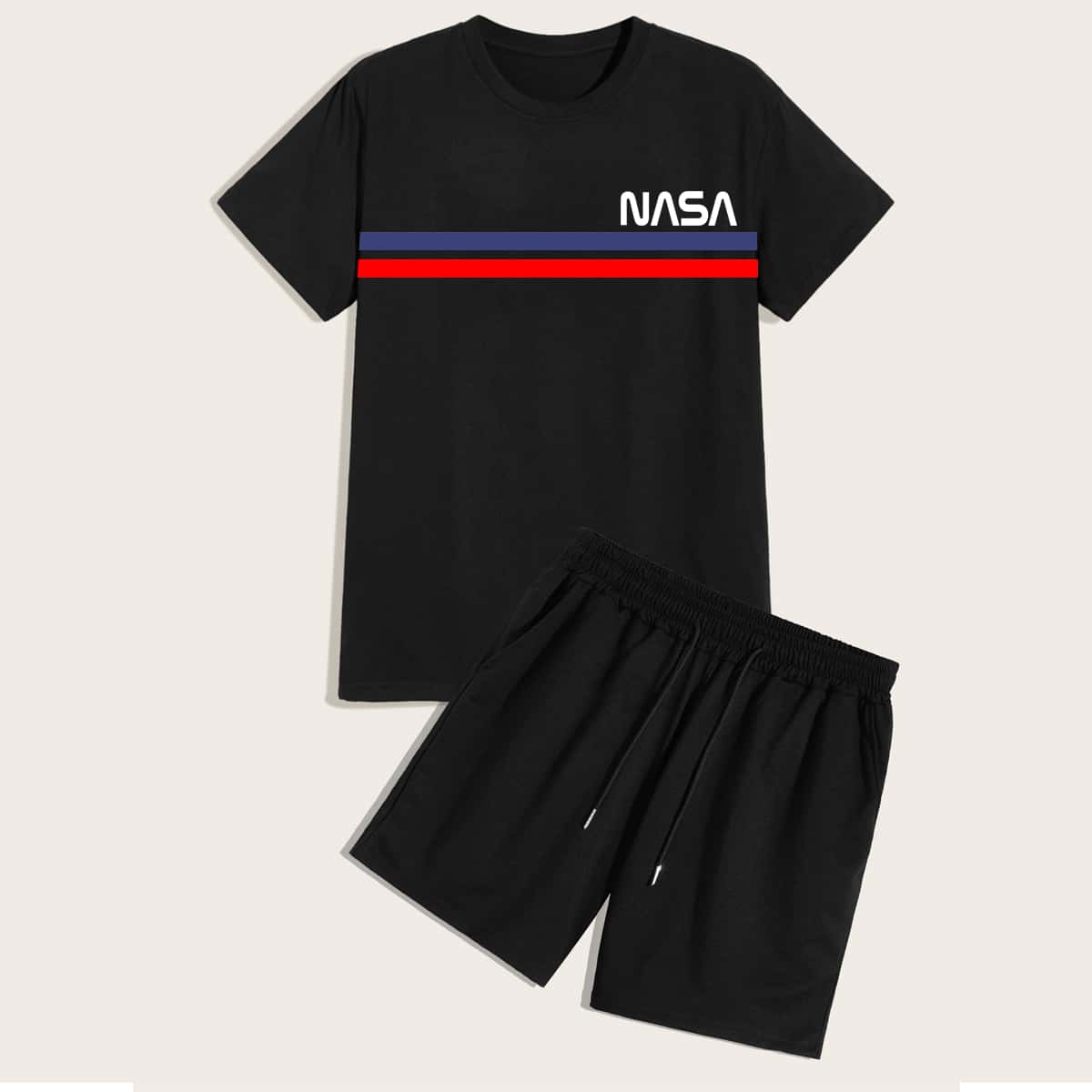 

Guys Letter Graphic Tee & Shorts, Black