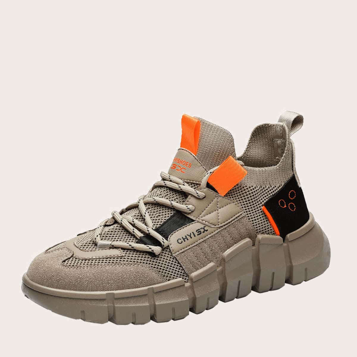 

Guys Lace-up Decor Wide Fit Sneakers, Khaki