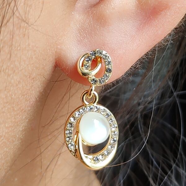 

Rhinestone Decor Drop Earrings, White