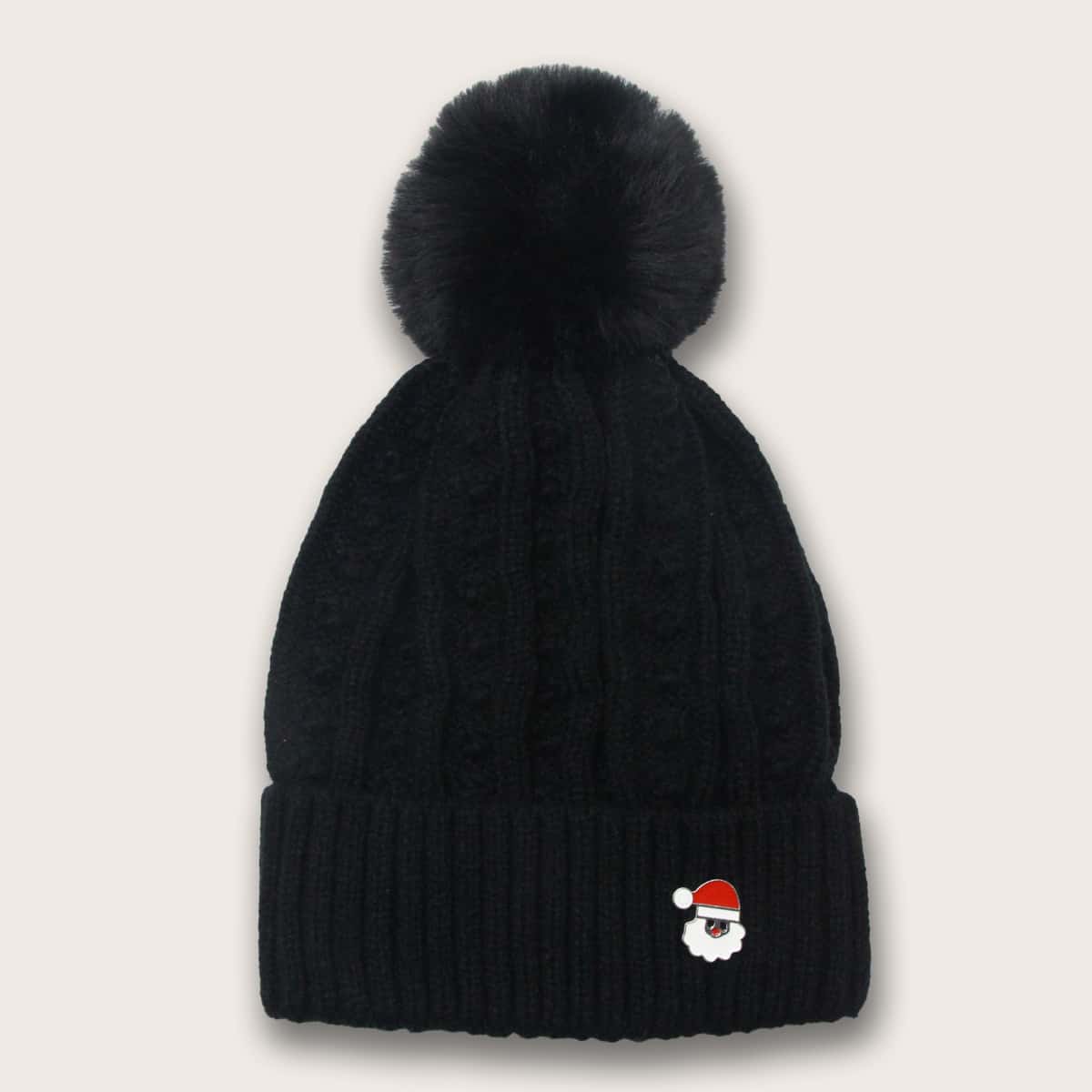 

Christmas Santa Claus Pattern Beanie, Black
