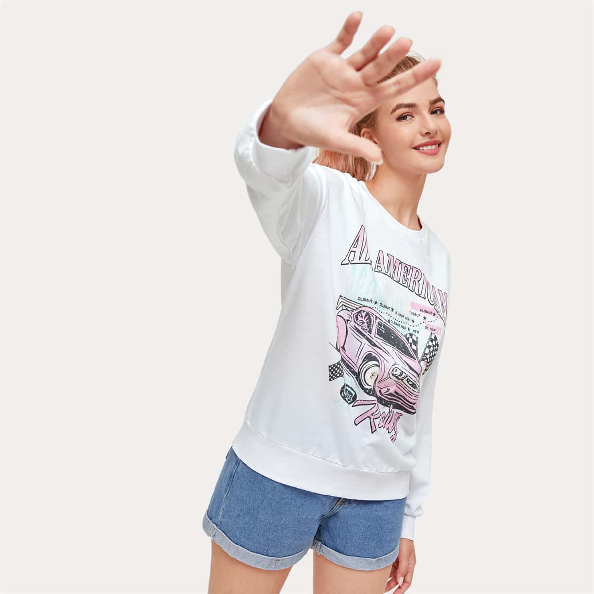 

Car Graphic Sweatshirt, White