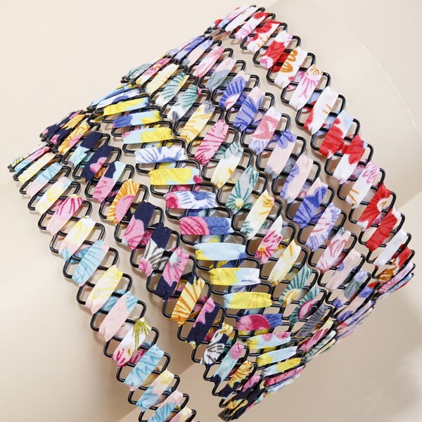 

6pcs Colorful Chevron Design Hair Hoop, Multicolor