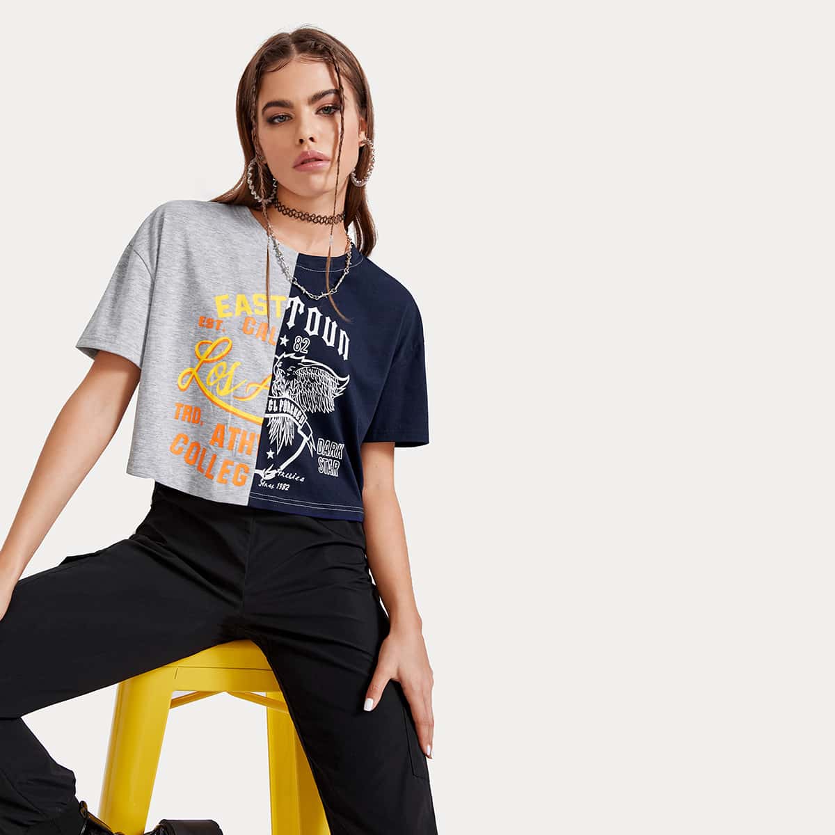 

Colorblock Crop Tee, Multicolor