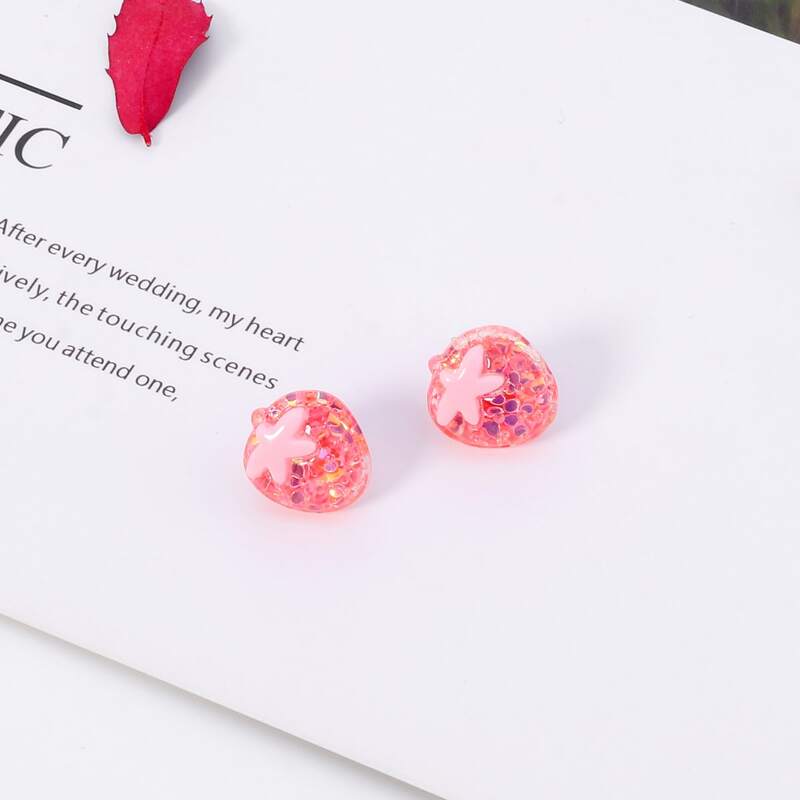 

Strawberry Stud Earrings, Pink