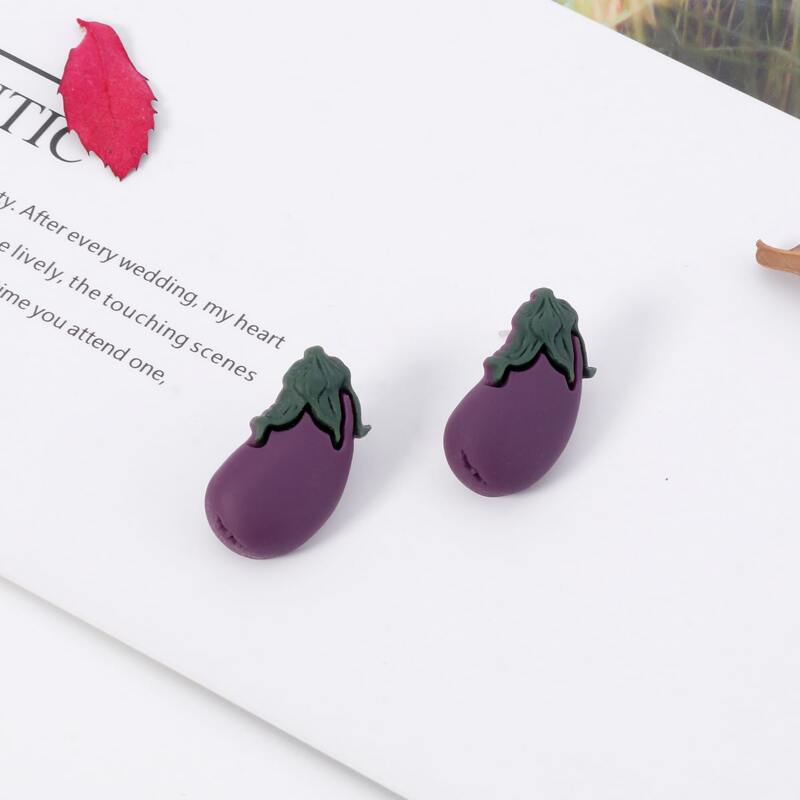 

Eggplant Stud Earrings, Purple