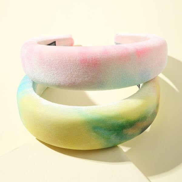 

2pcs Tie Dye Pattern Hair Hoop, Multicolor