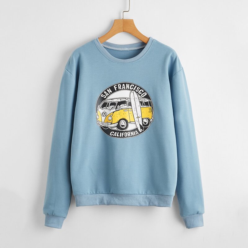 

Bus Graphic Sweatshirt, Dusty blue