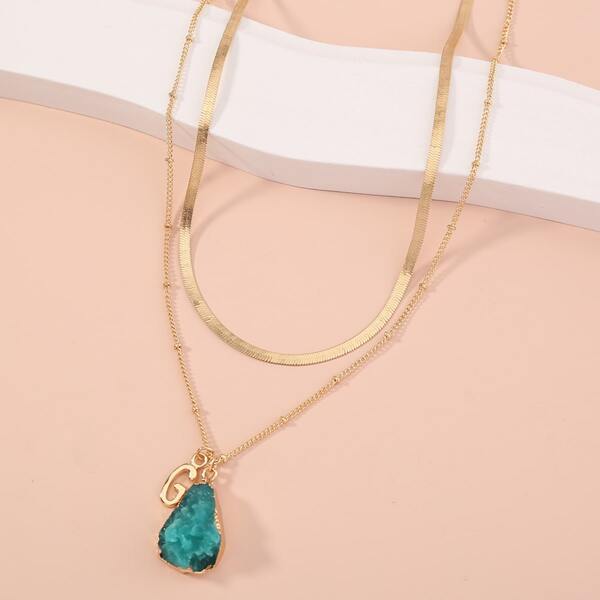 

Stone Charm Layered Necklace, Gold