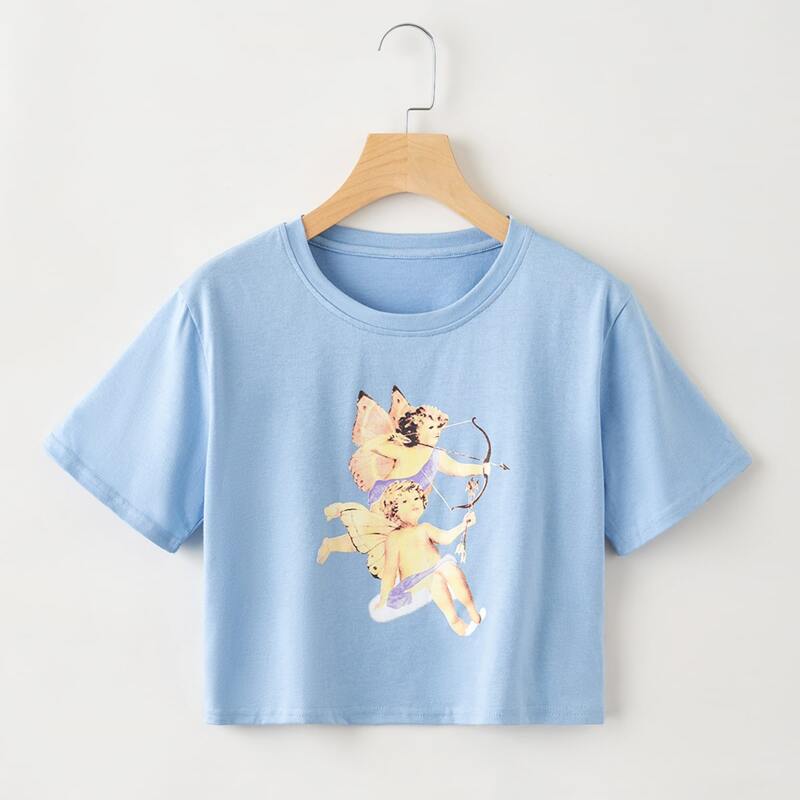 

Archery Cupid Crop Tee, Baby blue