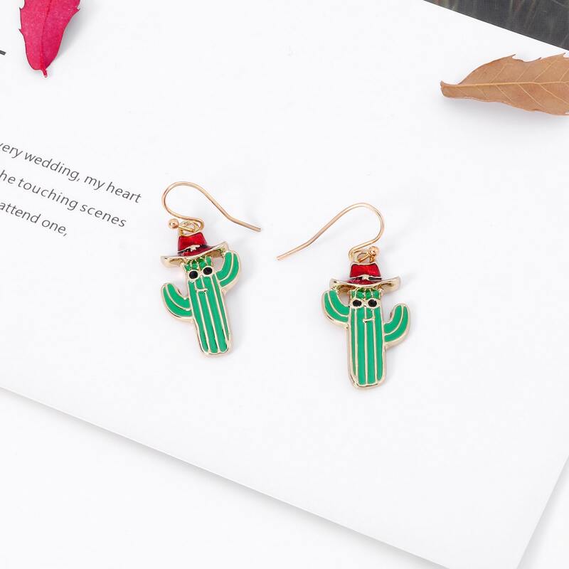 

Cactus Drop Earrings, Green