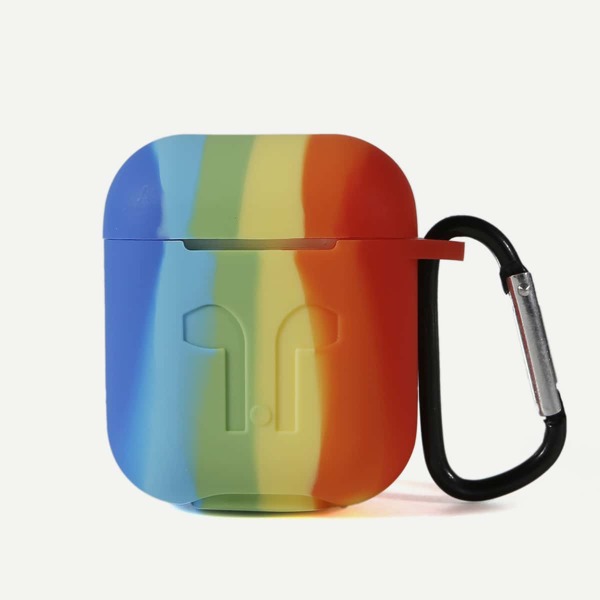 

1pc Rainbow Striped AirPods Case, Multicolor