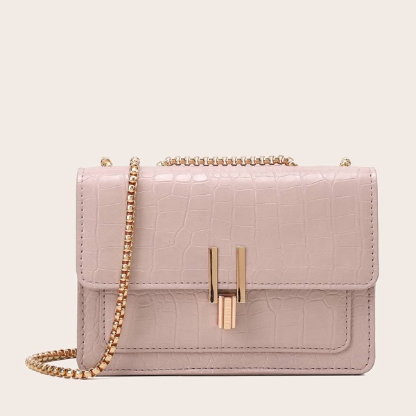 

Croc Embossed Crossbody Bag, Pink