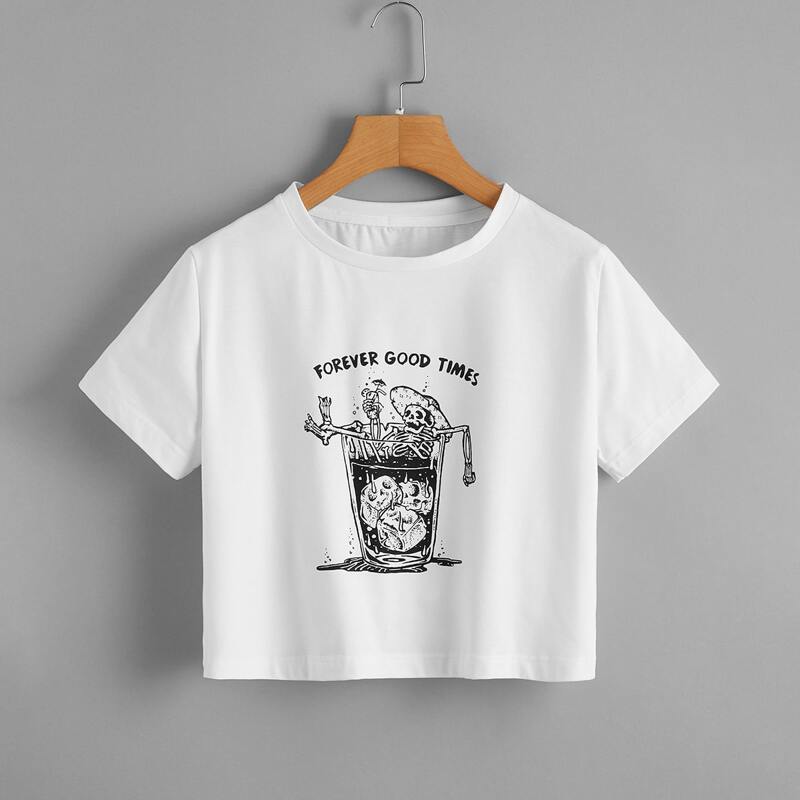

Vacation Graphic Crop Tee, White