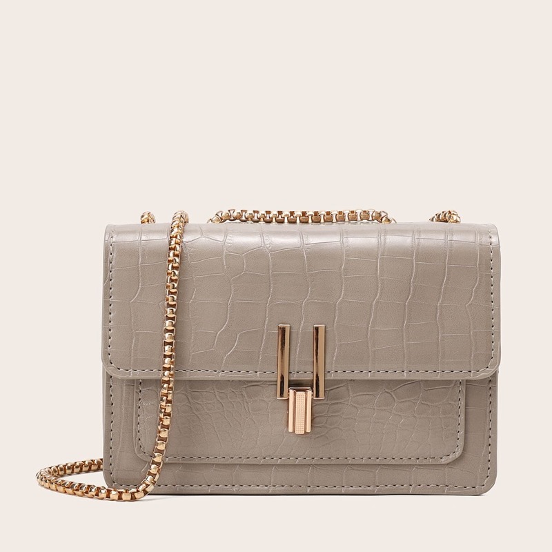 

Croc Embossed Crossbody Bag, Coffee brown
