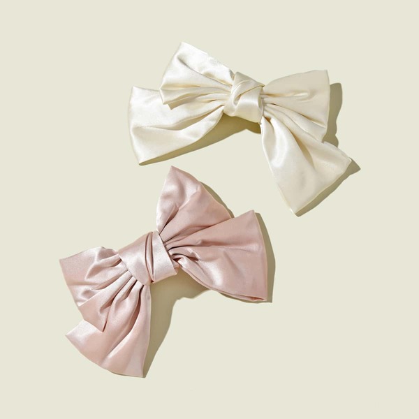 

2pcs Girls Bow Decor Hair Clip, Multicolor