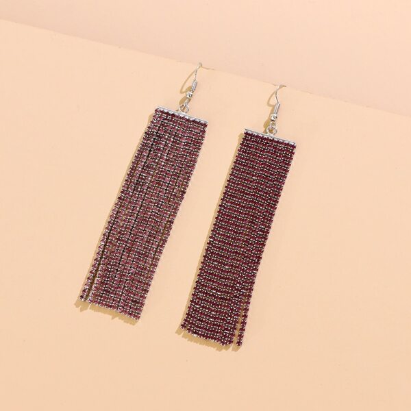 

Rhinestone Tassel Drop Earrings, Burgundy