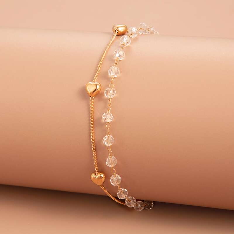 

Heart Decor Layered Bracelet, Gold