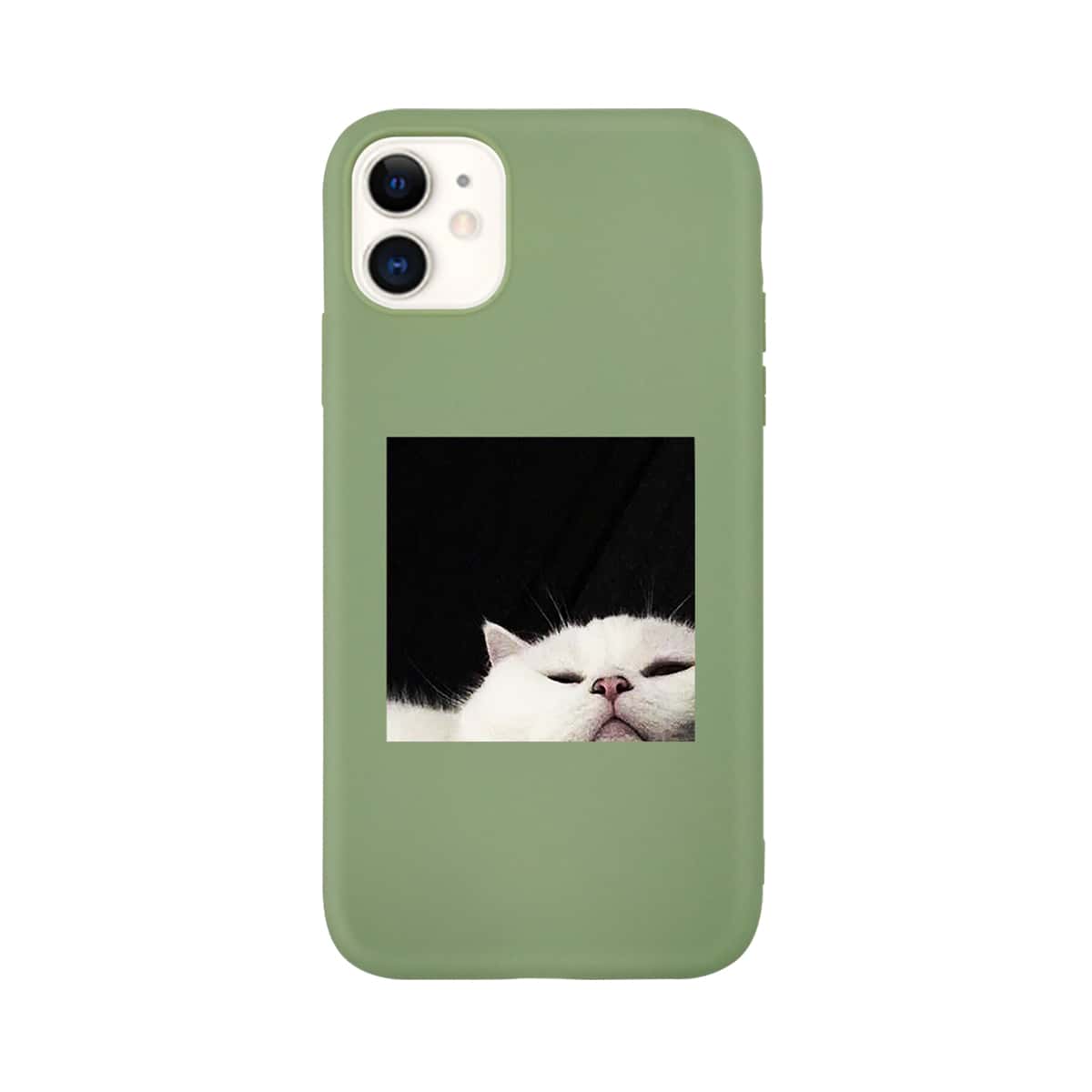 

Cute Cat Print iPhone Case, Mint green