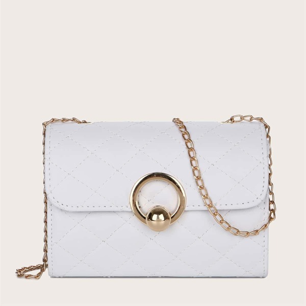 

Stitch Detail Chain Crossbody Bag, White
