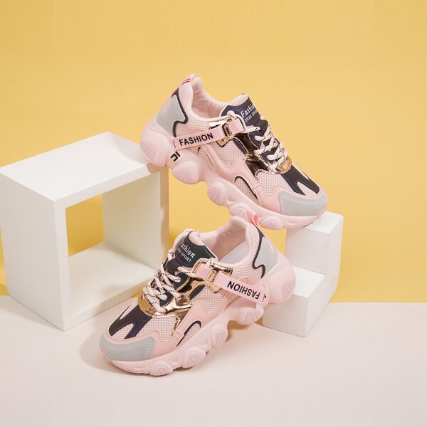 

Lace-up Front Chunky Sneakers, Pink